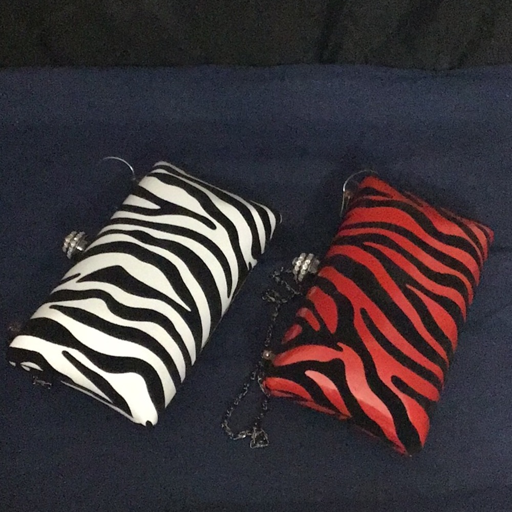 Zebra Patterned Set of 2 Crossbody/Wrist/Clutch Bags Reduced. NWT. See Notes.